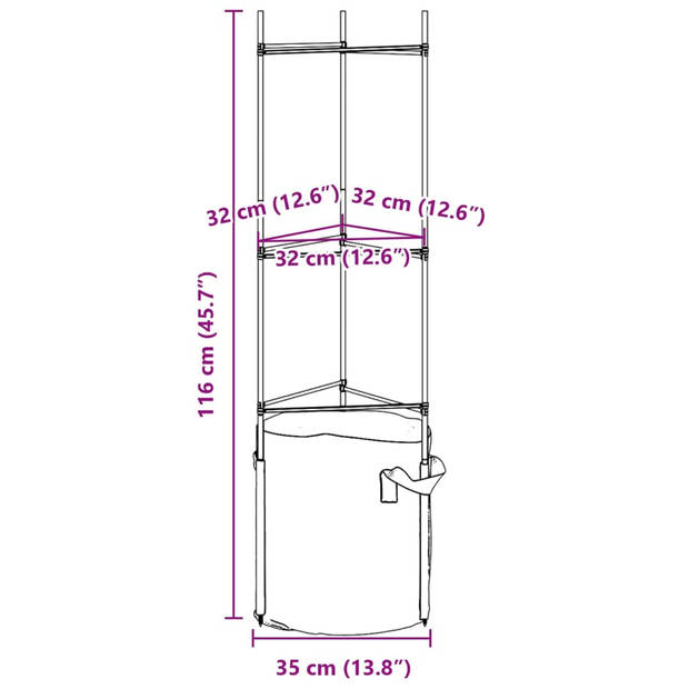 vidaXL Tomatenkooien met plantenzak 8 st 116 cm staal en polypropeen