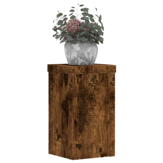 vidaXL Plantenstandaards 2 st 10x10x18 cm bewerkt hout gerookt eiken