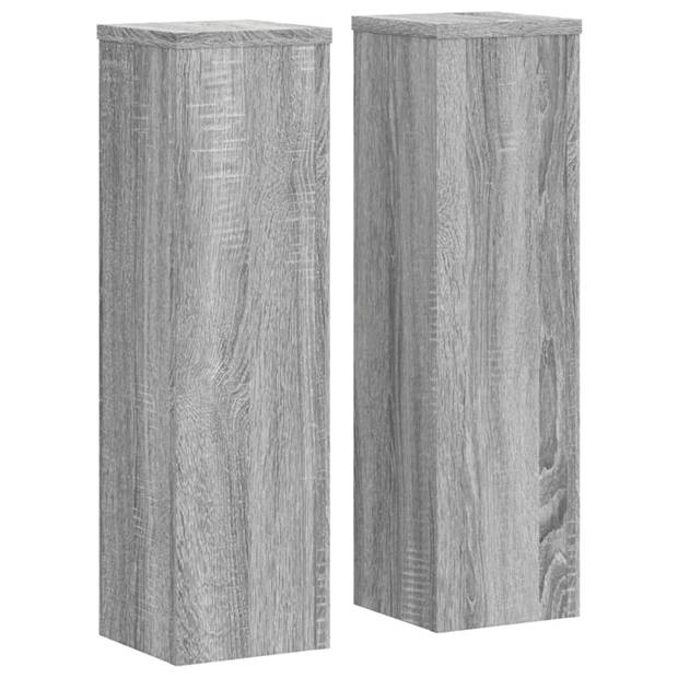 vidaXL Plantenstandaards 2 st 17x17x60 cm bewerkt hout grijs sonoma