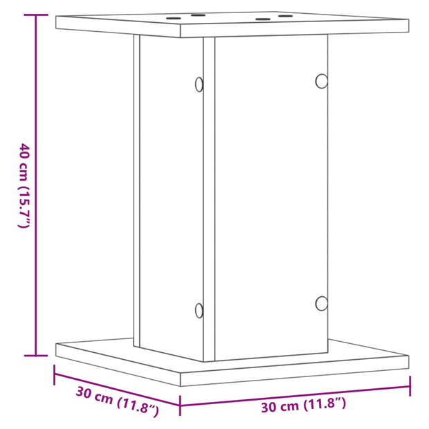 vidaXL Plantenstandaards 2 st 30x30x40 cm hout artisanaal eiken