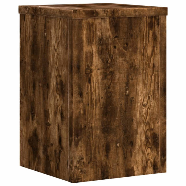 vidaXL Plantenstandaards 2 st 25x25x35 cm bewerkt hout gerookt eiken