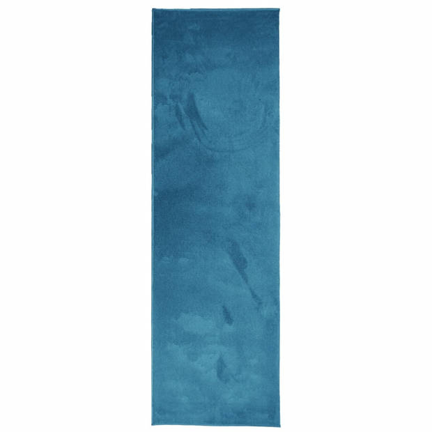 vidaXL Vloerkleed OVIEDO laagpolig 80x250 cm turquoise