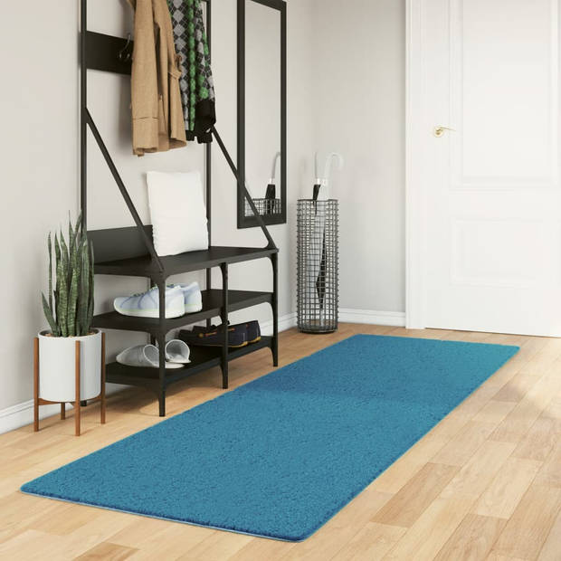 vidaXL Vloerkleed OVIEDO laagpolig 80x250 cm turquoise