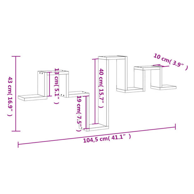 vidaXL Wandschap 104,5x10x43 cm bewerkt hout sonoma eikenkleurig