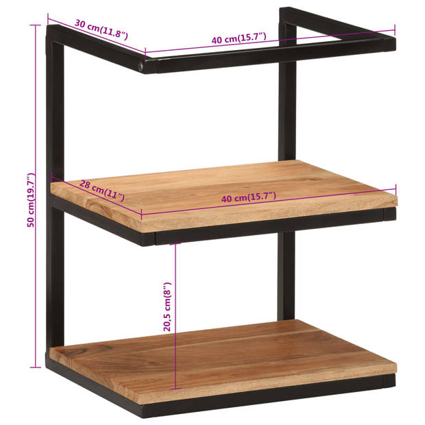 vidaXL Wandschap 40x30x50 cm massief acaciahout en ijzer