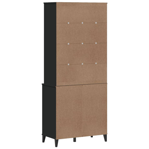 vidaXL Hoge kast VIKEN 80x40x190 cm massief grenenhout zwart