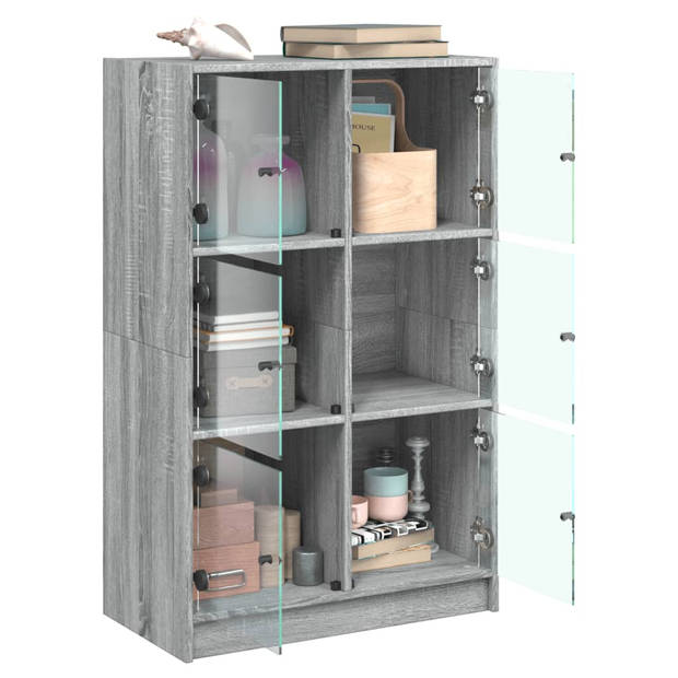 vidaXL Hoge kast met deuren 68x37x109 cm bewerkt hout grijs sonoma