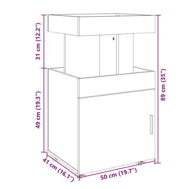 vidaXL Drankkar 50x41x89 cm bewerkt hout grijs sonoma eikenkleurig