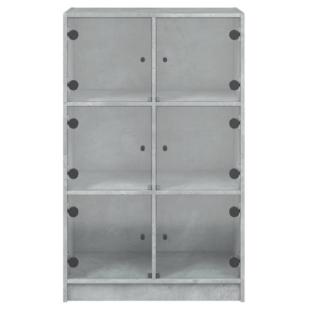 vidaXL Hoge kast met deuren 68x37x109 cm bewerkt hout betongrijs