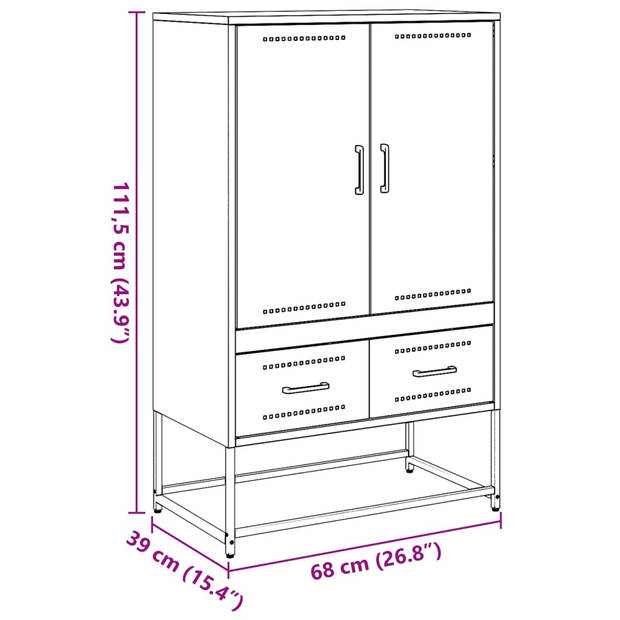 vidaXL Hoge kast 68x39x111,5 cm staal mosterdgeel