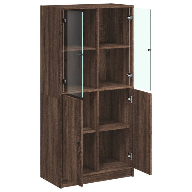 vidaXL Hoge kast met deuren 68x37x142 cm bewerkt hout bruin eikenkleur