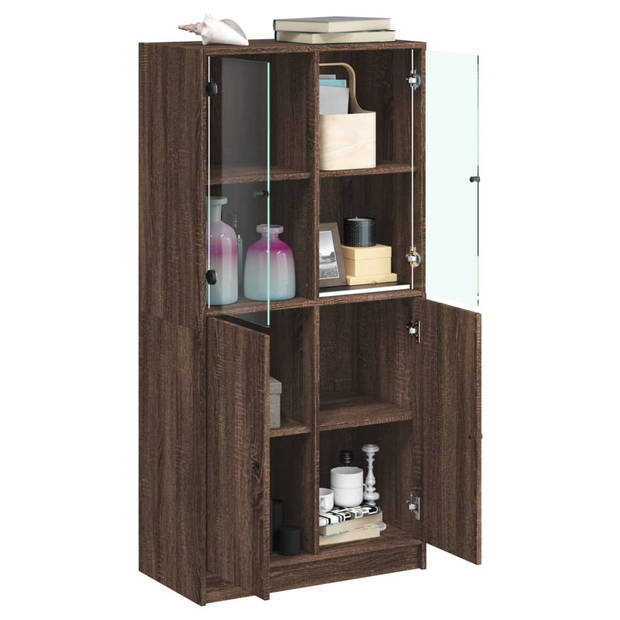 vidaXL Hoge kast met deuren 68x37x142 cm bewerkt hout bruin eikenkleur