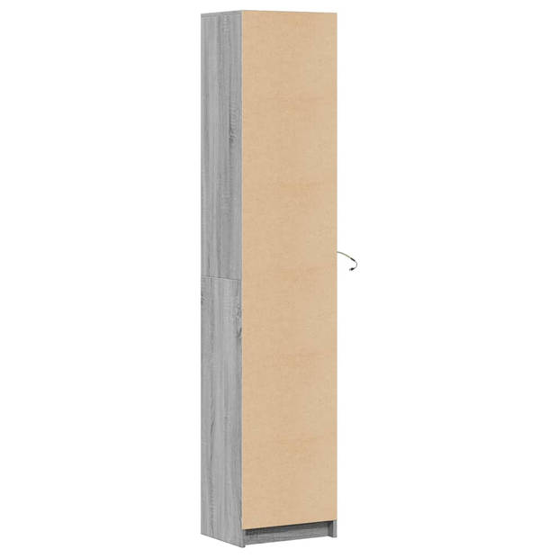 vidaXL Hoge kast met LED 41,5x32,5x200 cm bewerkt hout grijs sonoma