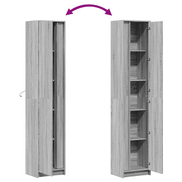 vidaXL Hoge kast met LED 41,5x32,5x200 cm bewerkt hout grijs sonoma