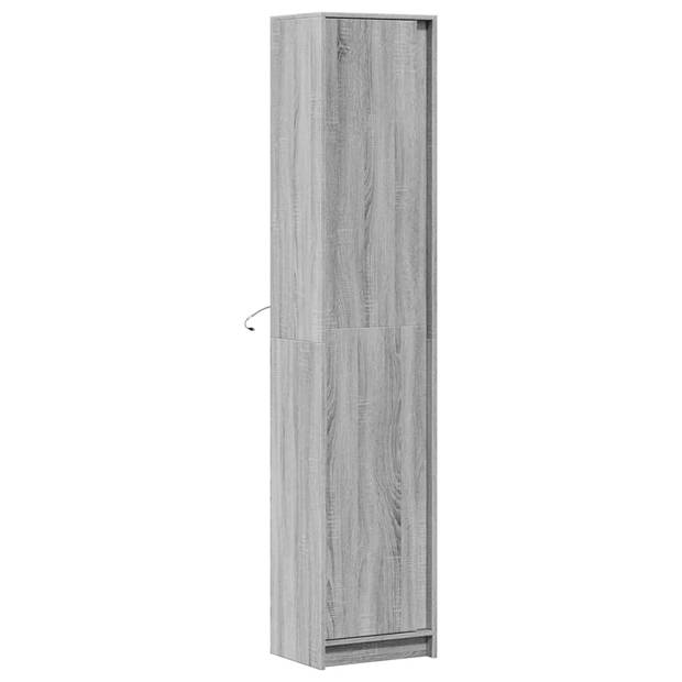 vidaXL Hoge kast met LED 41,5x32,5x200 cm bewerkt hout grijs sonoma