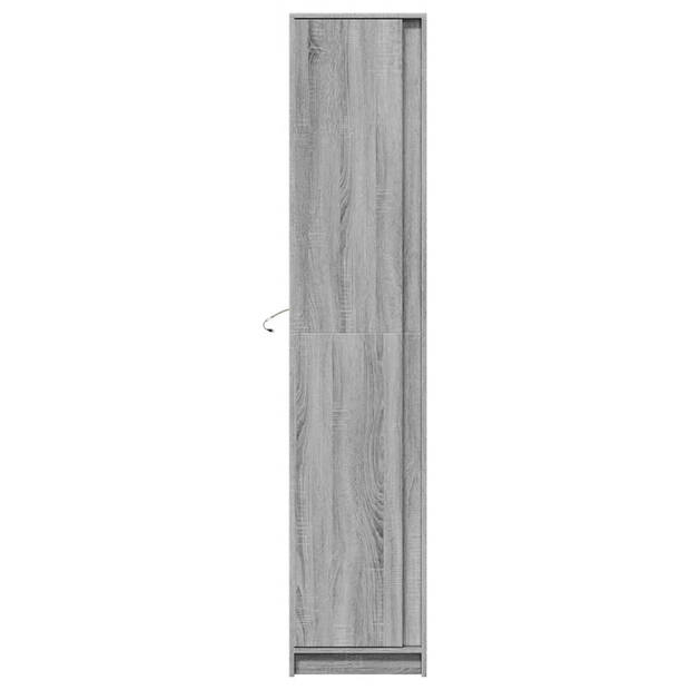 vidaXL Hoge kast met LED 41,5x32,5x200 cm bewerkt hout grijs sonoma