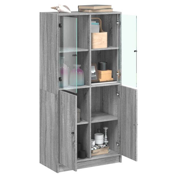 vidaXL Hoge kast met deuren 68x37x142 cm bewerkt hout grijs sonoma