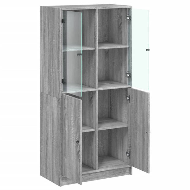 vidaXL Hoge kast met deuren 68x37x142 cm bewerkt hout grijs sonoma