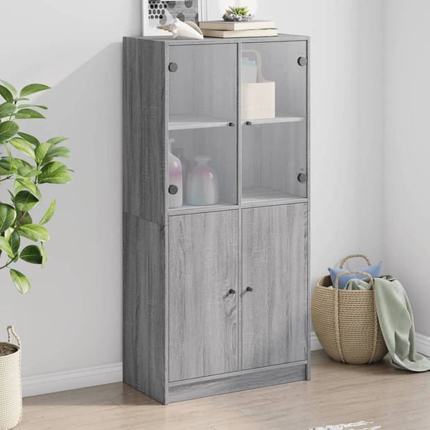 vidaXL Hoge kast met deuren 68x37x142 cm bewerkt hout grijs sonoma