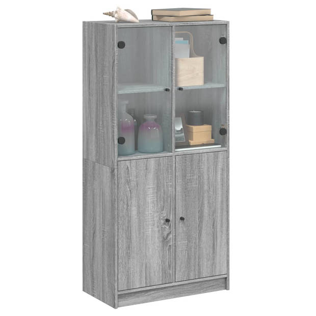 vidaXL Hoge kast met deuren 68x37x142 cm bewerkt hout grijs sonoma