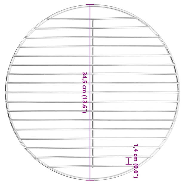 vidaXL Barbecuerooster rond Ø34,5 cm 304 roestvrij staal