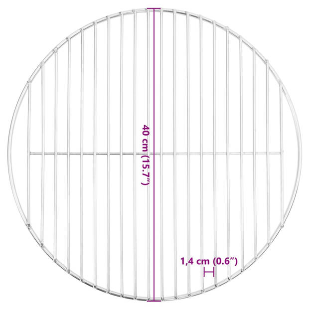 vidaXL Barbecuerooster rond Ø40 cm 304 roestvrij staal