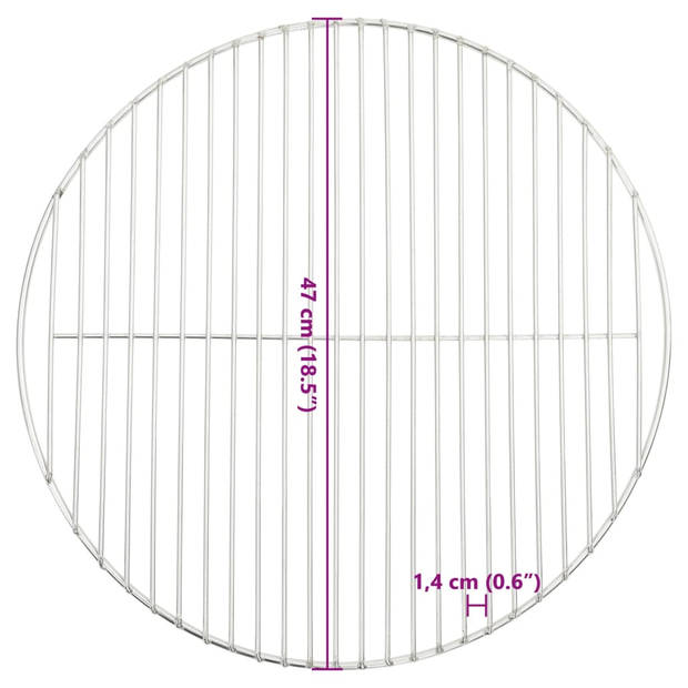 vidaXL Barbecuerooster rond Ø47 cm 304 roestvrij staal