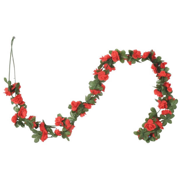 vidaXL Kerstslingers met bloemen 6 st 250 cm lente rood