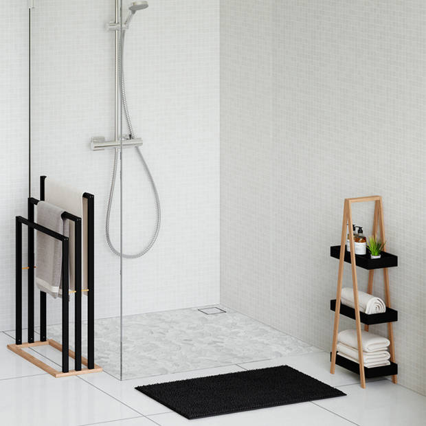 MISOU Handdoekrek - Zwart - Handdoekhouder - Vrijstaand - Badkamer - Bamboe - Accessoires - 3 Rails