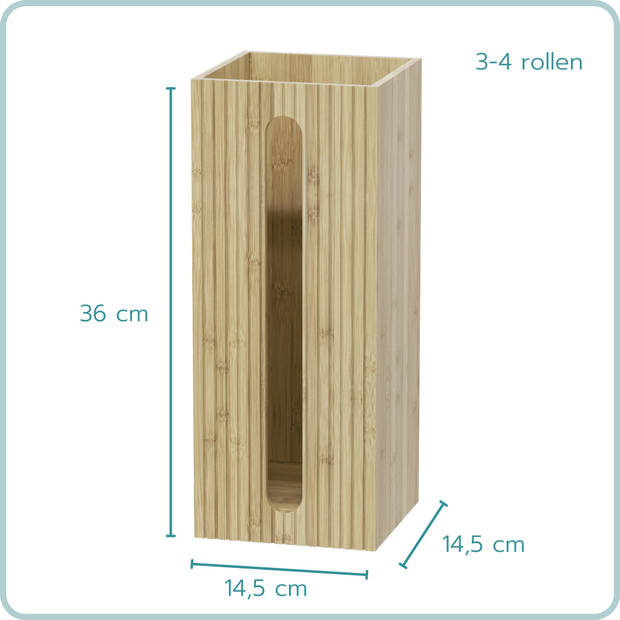 Nordix Wc Rolhouder - Staand - Bamboe - Toiletrolhouder - Opbergbox - Badkamer