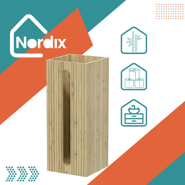 Nordix Wc Rolhouder - Staand - Bamboe - Toiletrolhouder - Opbergbox - Badkamer