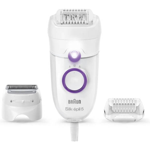 Braun Silk-épil 5-625 - Epilator - 3 in 1 - Inclusief 2 Extra's & Scheerkop - Voor Zachte Ontharing - Wit/Paars