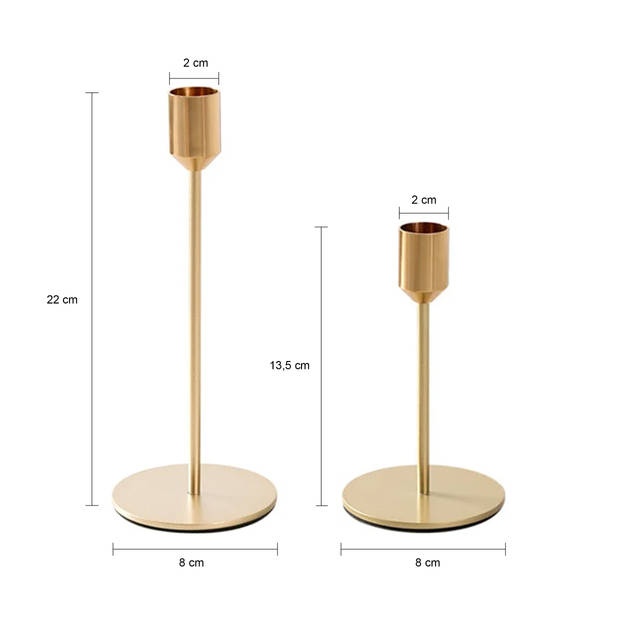 QUVIO Kaarsenstandaard - set van 2 - Metaal - Goud