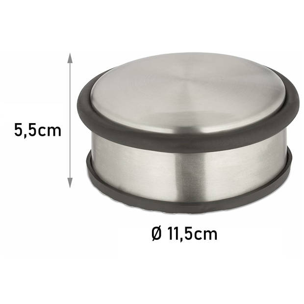 Set van 2 deurstoppers - RVS-/Rubber - 1.1 kg - 11,5 x 11,5 x 5,5 cm