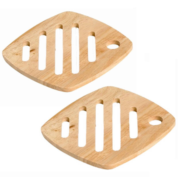 Set van 2x stuks vierkante pannen onderzetters van hout 18 cm - Panonderzetters