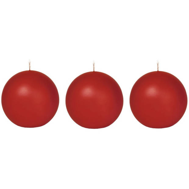 3x Ronde kaarsen rood 7 cm 36 branduren sfeerkaarsen - bolkaarsen