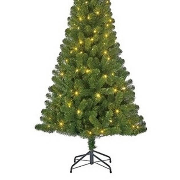 Kerst kunstboom Charlton 340 tips met Kerstverlichting 155 cm - Kunstkerstboom