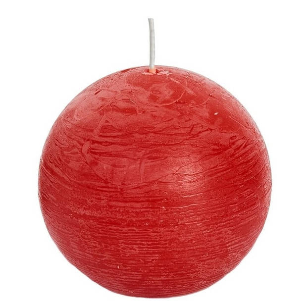 1x Ronde rustieke kaarsen rood 8 cm 24 branduren sfeerkaarsen - bolkaarsen