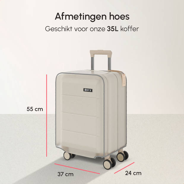 ONYX Kofferhoes 35L met voorvak - 24x37x55CM - Koffer Beschermhoes - Transparant