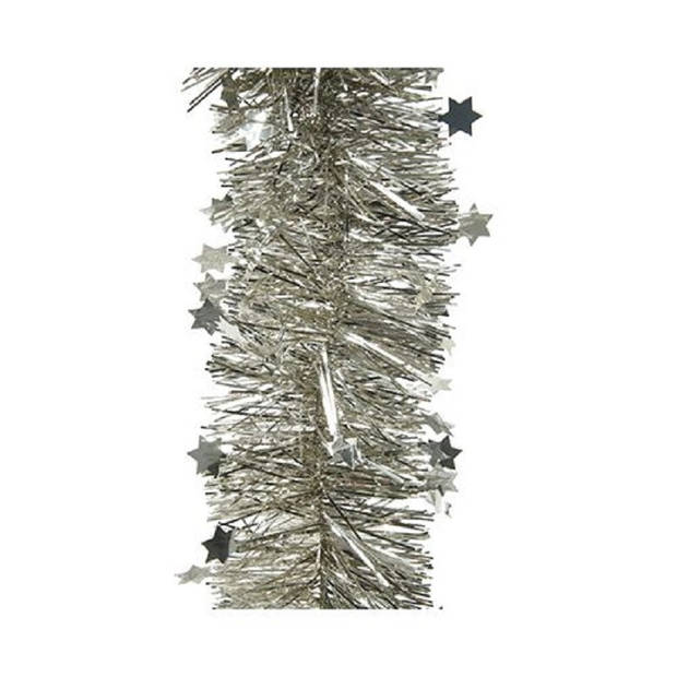 3x Kerst lametta guirlandes champagneen sterren/glinsterend 10 x 270 cm kerstboom versiering/decoratie - Kerstslingers