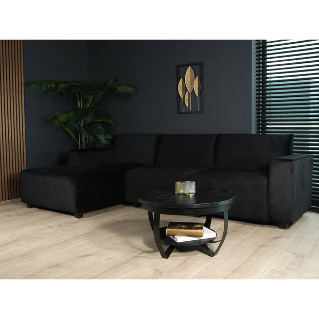 Hoekbank design Riley 270cm bank zwart velvet loungebank links