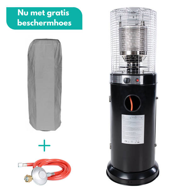 Sunred Heater & Hoes - Propus - Gas lijn - Zwart - Staand model - Terrasverwarmer