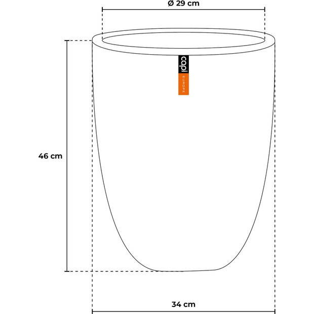 Capi Europe - Vaas elegant laag Smooth NL - 36 x 48 cm - Donkergrijs - Opening Ø27 cm