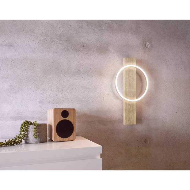 EGLO Boyal Wandlamp - LED - 56 cm - Zwart/Bruin/Landelijk/Wit