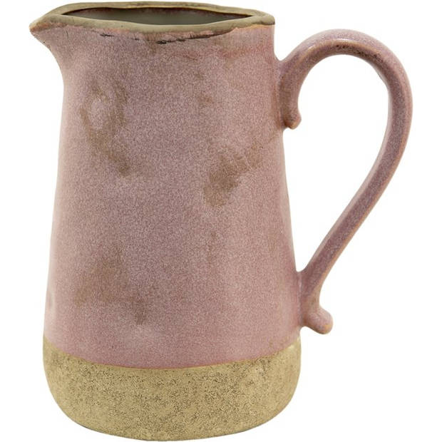 HAES DECO - Vaas 2200 ml Roze Beige Keramiek Decoratie Vaas Decoratie Pot Bloempot binnen