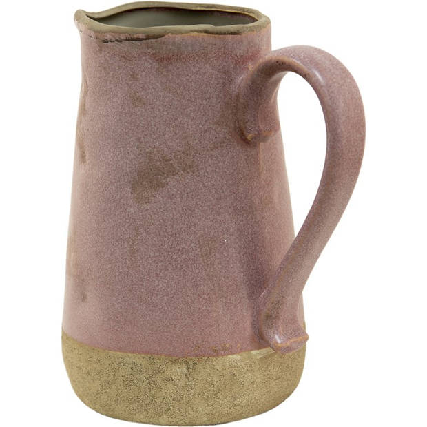 HAES DECO - Vaas 2200 ml Roze Beige Keramiek Decoratie Vaas Decoratie Pot Bloempot binnen