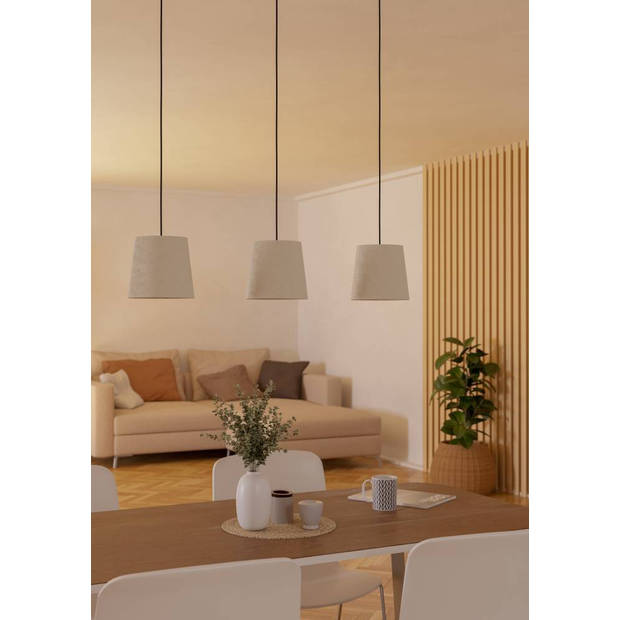 EGLO Febres Hanglamp - E27 - Staal;Textiel - Zwart;Wit