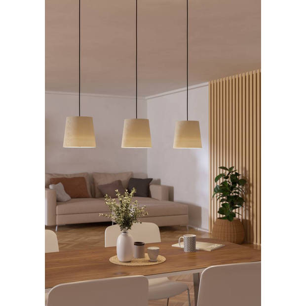 EGLO Febres Hanglamp - E27 - Staal;Textiel - Zwart;Wit