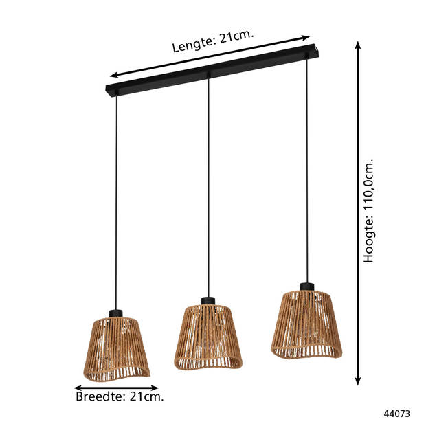 EGLO Lavister Hanglamp - E27 - Papier;Staal - Zwart;Bruin