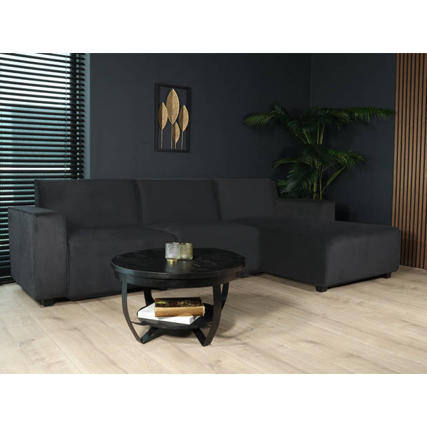 Hoekbank design Riley 270cm bank zwart velvet loungebank rechts